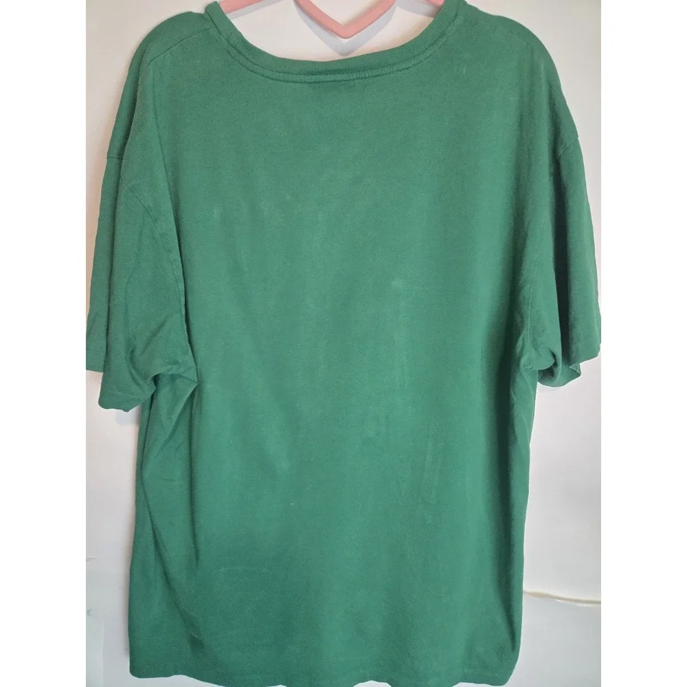 Vintage 90s Polo Ralph Lauren T-shirt Green Size Large Single Stitch Orange Pony